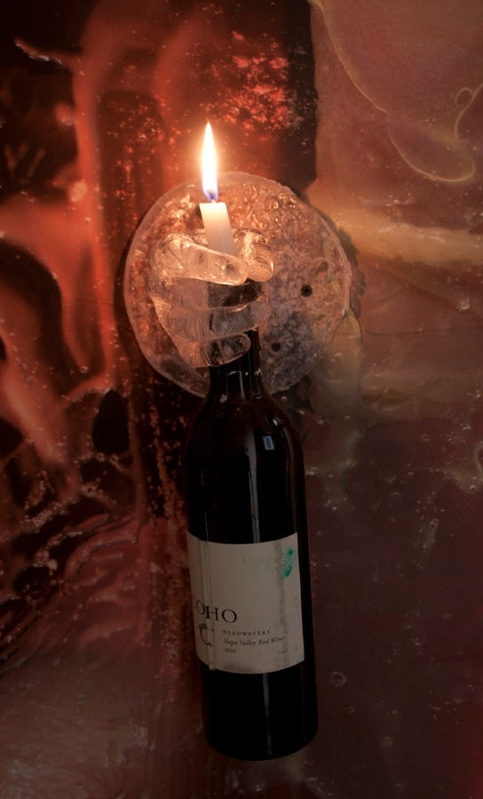 Hand Jobs (Spirits), 2014
Polyurethane, wine bottle
15 x 6 x 7 inches