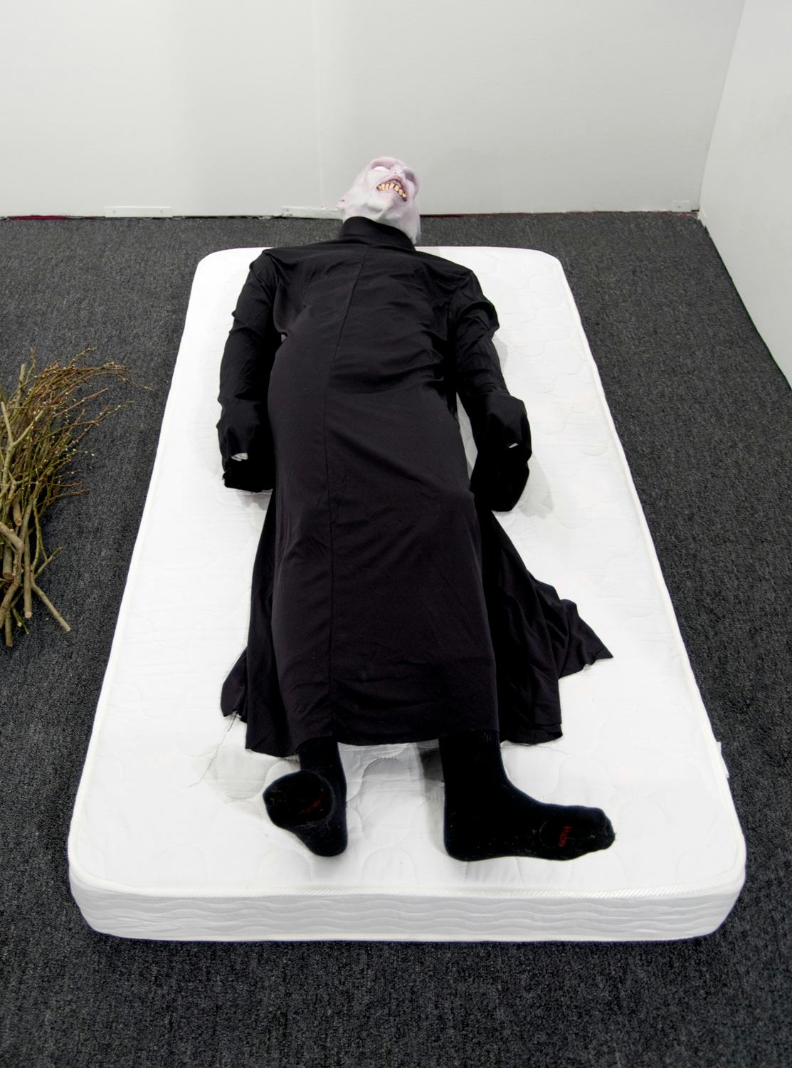He who shall not be named on Advil PM (mattress edition) , 2017
Voldemort costume, mannequin or performer, Advil PM, twin mattress
Unique